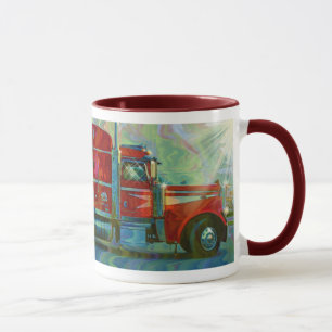 RED TRUCK TRUCKERS BIG RIG COFFEE MUG