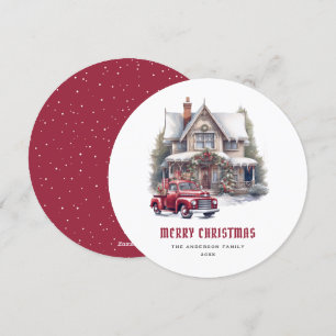 Red Truck Winter Wonderland Merry Christmas Card