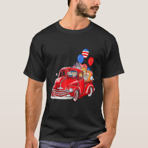 Red Truck With Cats 4th Of July Balloon Costume T-Shirt