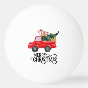Red truck with Christmas Tree for Ping pong player Ball