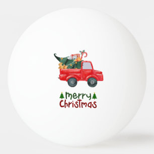 Red truck with Christmas Tree for Ping pong player Ball