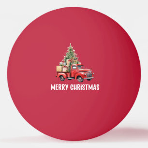 Red truck with Christmas Tree for Ping pong player Ball