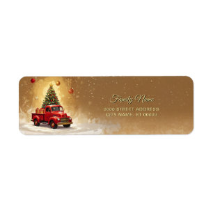 Red Truck with Christmas Tree Return Address