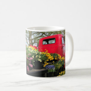 Red Truck with Spring Flowers & Rainbow Coffee Mug