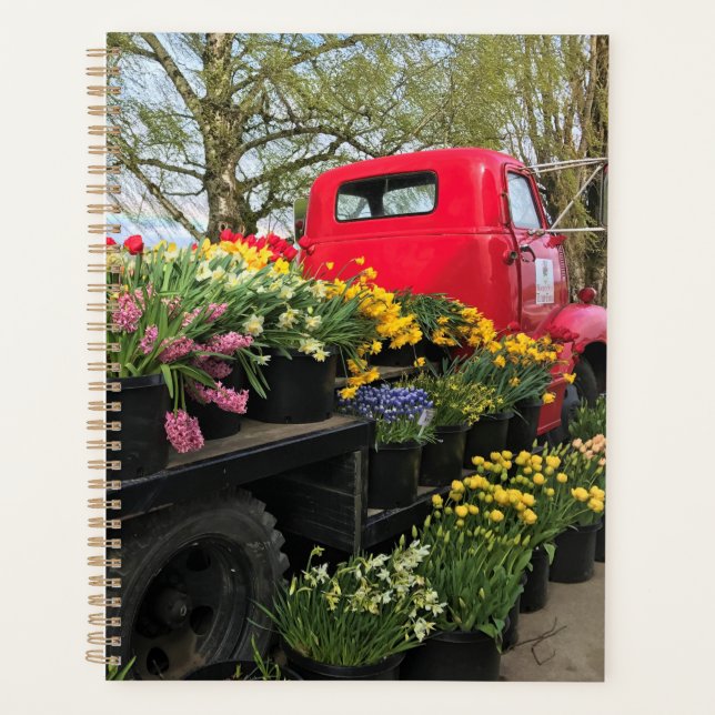 Red Truck with Spring Flowers & Rainbow Planner (Front)