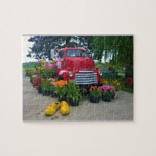 Red Truck with Tulips, Oregon Jigsaw Puzzle