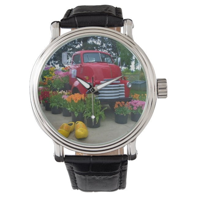 Red Truck with Tulips, Oregon Watch (Front)