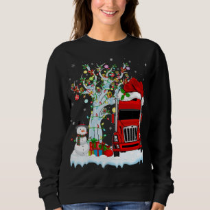 Red Truck Xmas Tree Lighting Santa Hat Red Truck C Sweatshirt