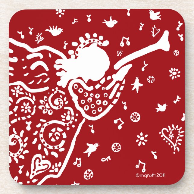 Red trumpet angel coaster (Front)