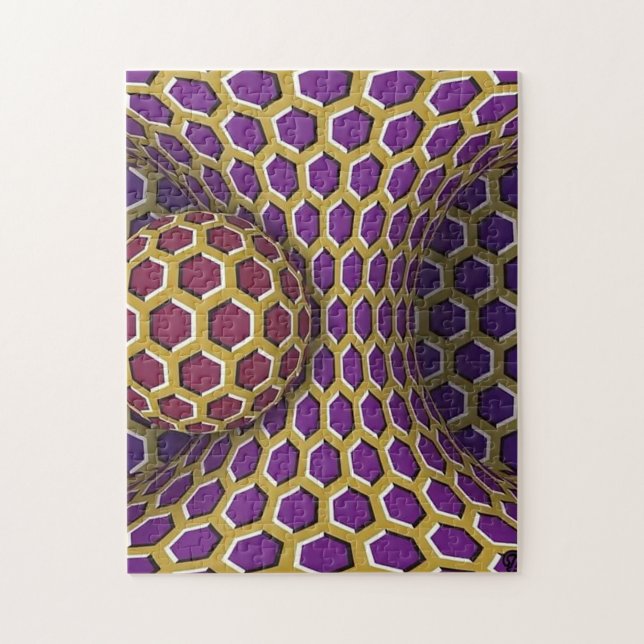 Red Tube and Sphere Optical Illusion Challenging Jigsaw Puzzle (Vertical)