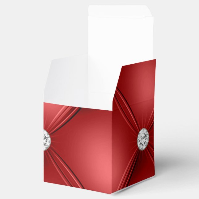 Red Tufted Small Square Decorative Pattern Favour Box (Opened)