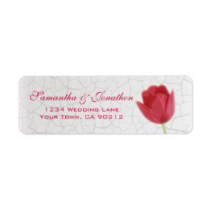 Red Tulip and Crackle Paint Custom Return Address
