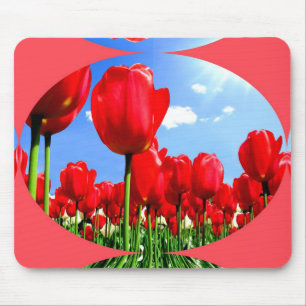 Red tulip delight art mouse mat
