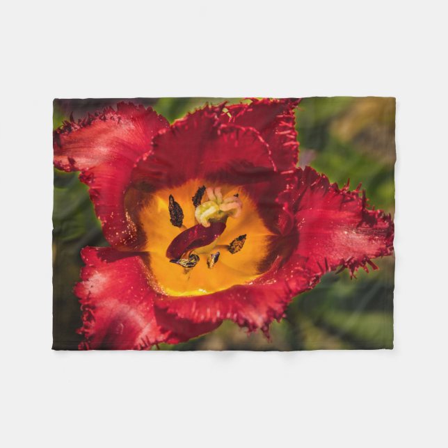 Red tulip fleece blanket (Front (Horizontal))