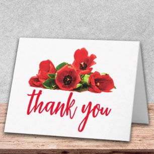 Red Tulip Floral Appreciation Design Thank You Card