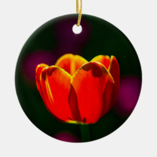 Red tulip flower ceramic tree decoration