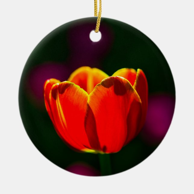 Red tulip flower ceramic tree decoration (Front)