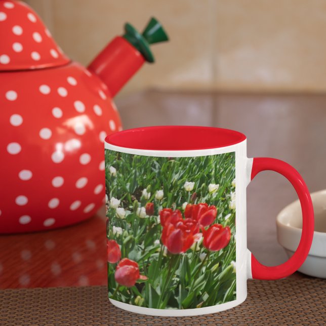 Red Tulip Flower Field Nature Photography Mug (Creator Uploaded)