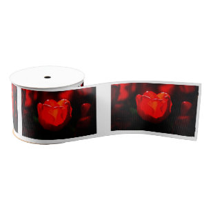 Red Tulip Flower - Fire Grosgrain Ribbon