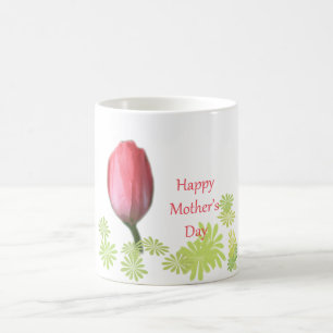 red tulip flower, happy mother's day coffee mug