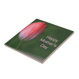 red tulip flower, happy mother's day tile