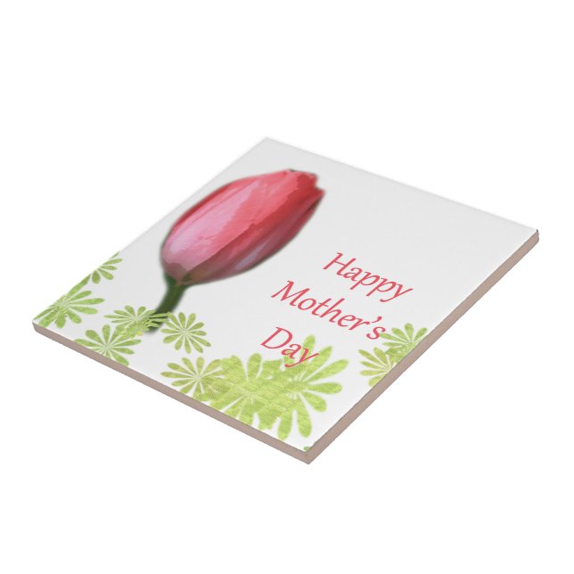 red tulip flower, happy mother's day tile (Side)