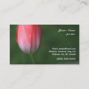 red tulip flower in green background business card
