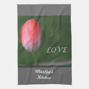 red tulip flower love tower tea towel