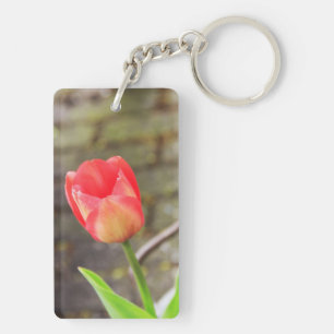 Red Tulip Flower Photograph Key Ring