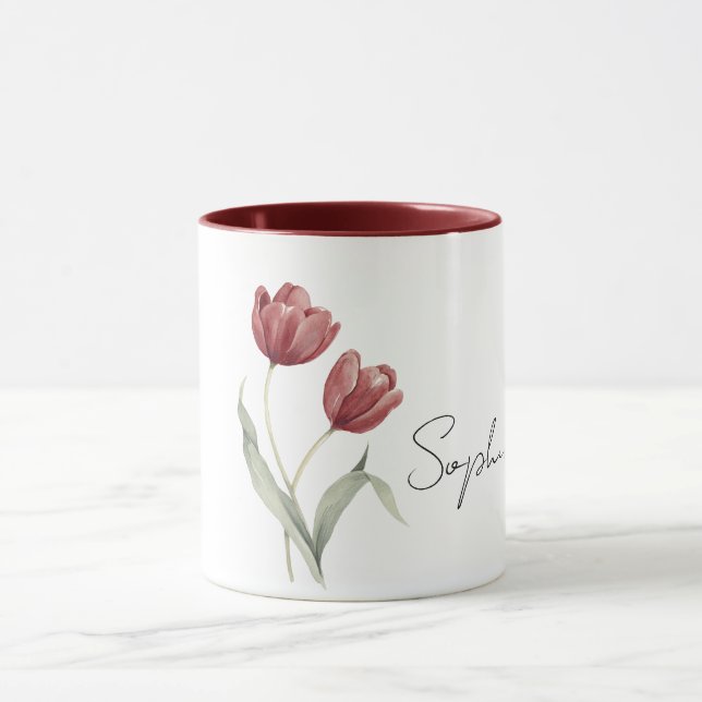 Red Tulip Flowers Mug (Center)