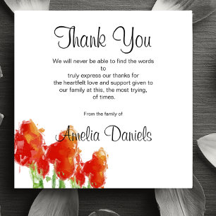 Red Tulip Funeral Thank You Card