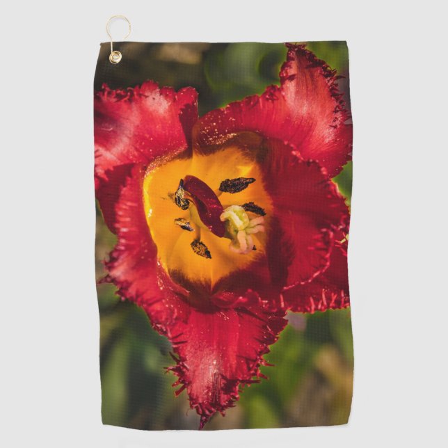 Red tulip golf towel (Front)