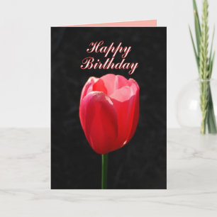 Red Tulip Happy Birthday Card