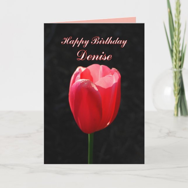 Red Tulip Happy Birthday Denise Card (Front)