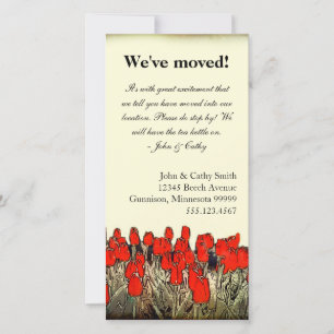 Red Tulip Illustration Change of Address Photocard Announcement
