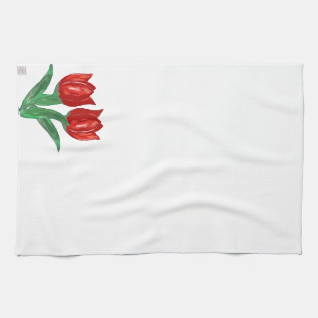 Red Tulip Kitchen Towels (Horizontal)