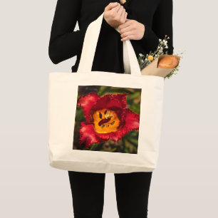 Red tulip large tote bag