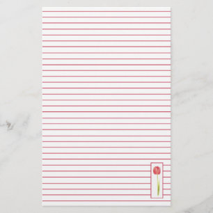 Red Tulip Lined Letter Writing Paper