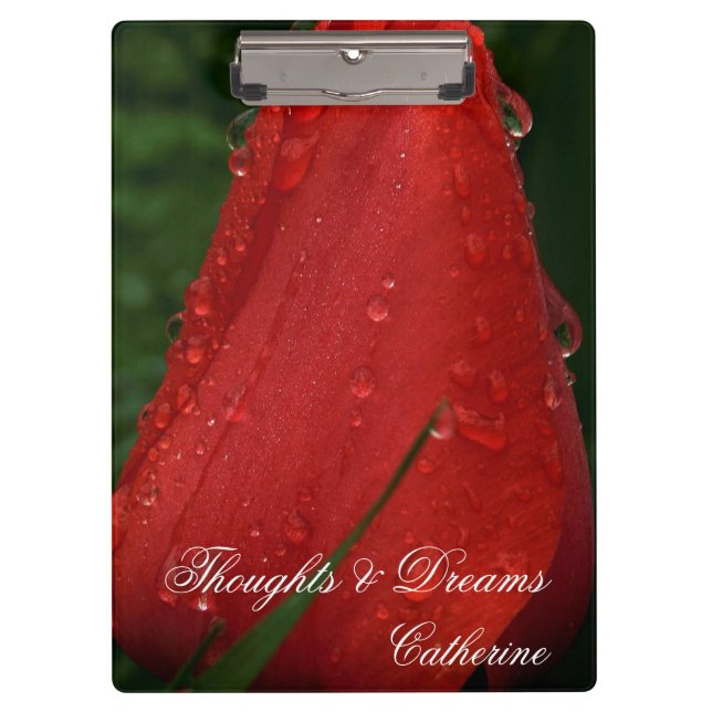 Red Tulip Macro Photo Floral Nature Art Clipboard (Front)