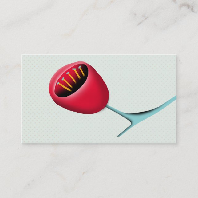 Red Tulip Mini polka dots pattern Business Card (Front)