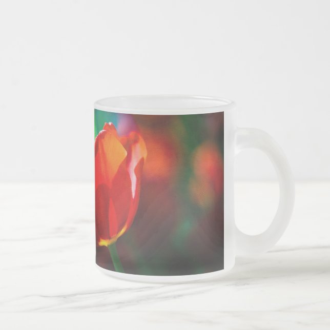 Red tulip - Mystery of blooming Frosted Glass Coffee Mug (Right)