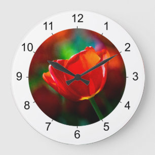 Red tulip - Mystery of blooming Large Clock