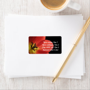 Red Tulip on Black Custom Return Address Label