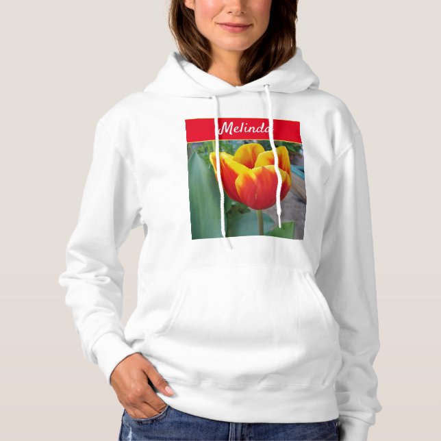 Red Tulip Red Womans Customizable Name Sweatshirt (Front)