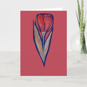 Red Tulip Spring Nature                            Card
