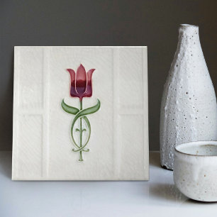 Red Tulip Wall Decor Art Nouveau Art Deco Gibbons Tile