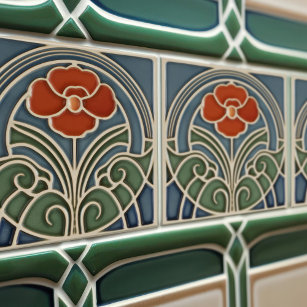 Red Tulip Wall Decor Art Nouveau Art Deco Tile