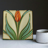  Red Tulip Wall Decor Art Nouveau Art Deco