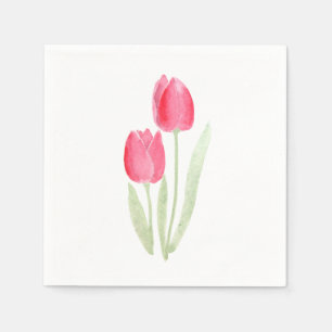 red tulip watercolor  napkins