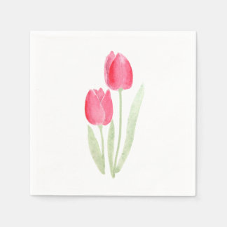red tulip watercolor  napkins